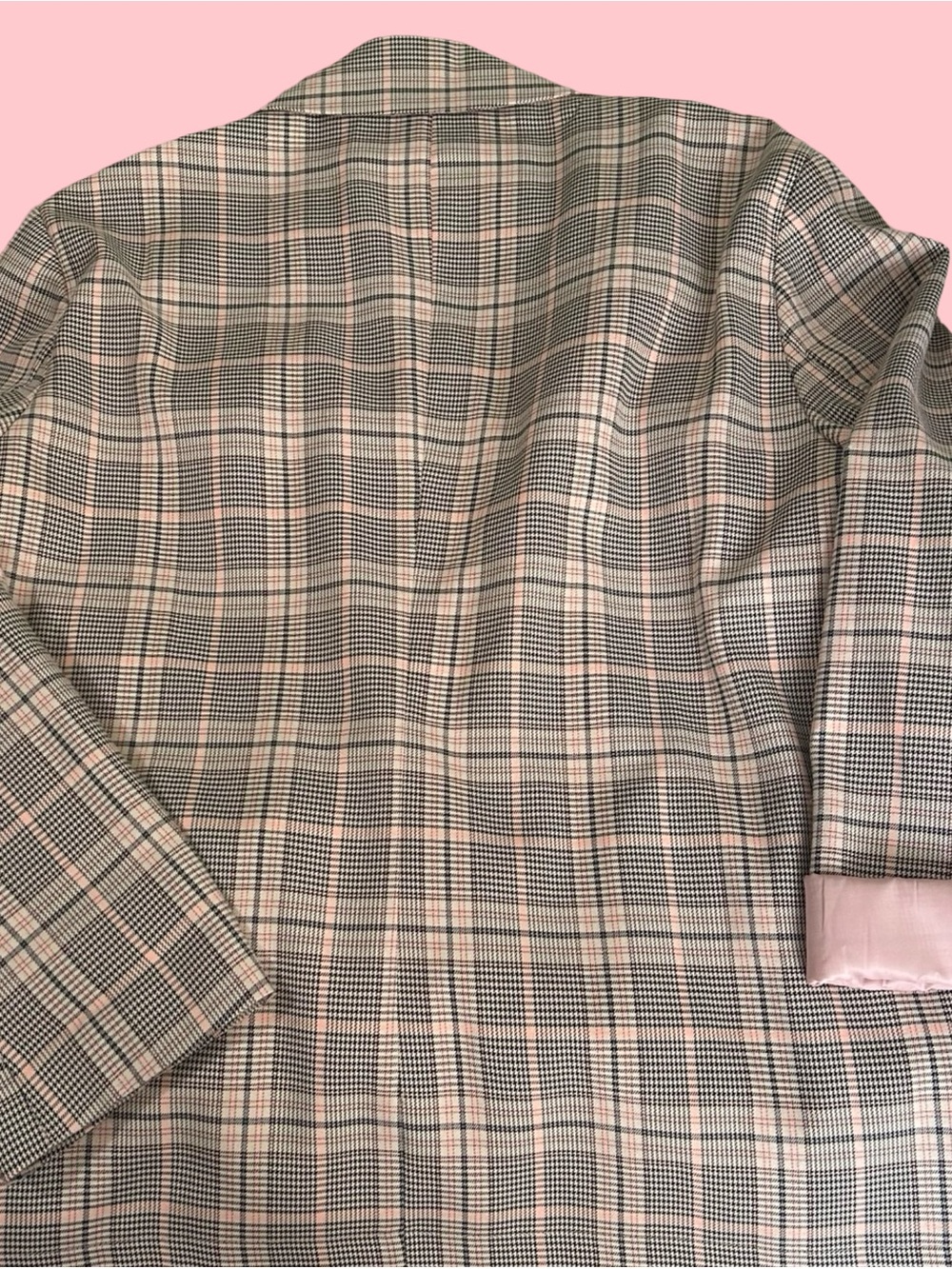 Plaid Double-Breasted Blazer Jacket in Pink and Gray.Boss Lady Blazer! Size 3X. - Picture 6 of 16